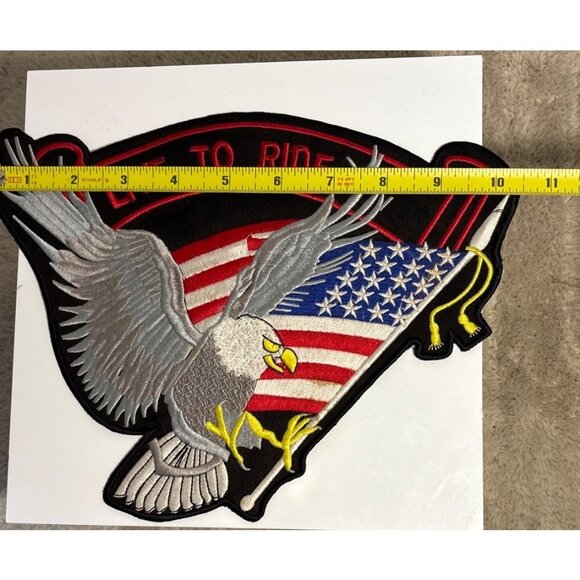 Live To Ride Eagle & American Flag Iron-On Patch Large Embroidered Motorcycle - Picture 4 of 6